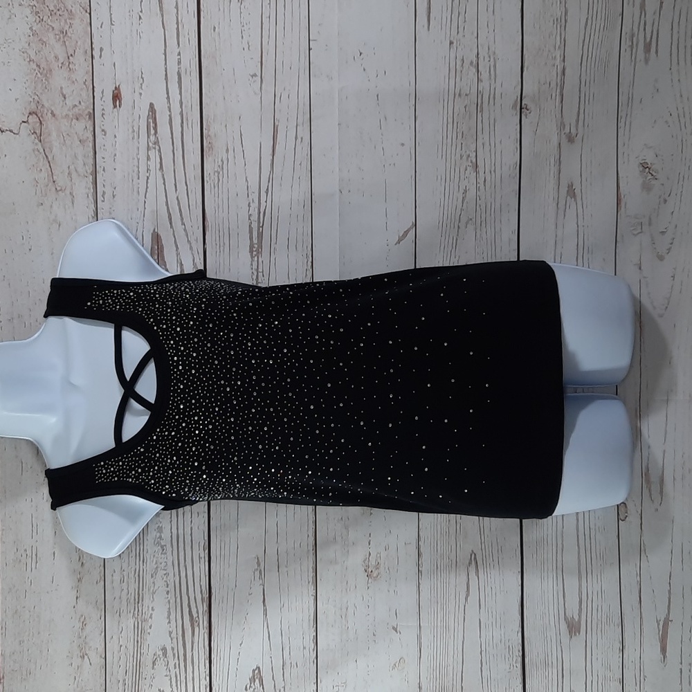 LC Couture Black Rhinestone Tank Top
